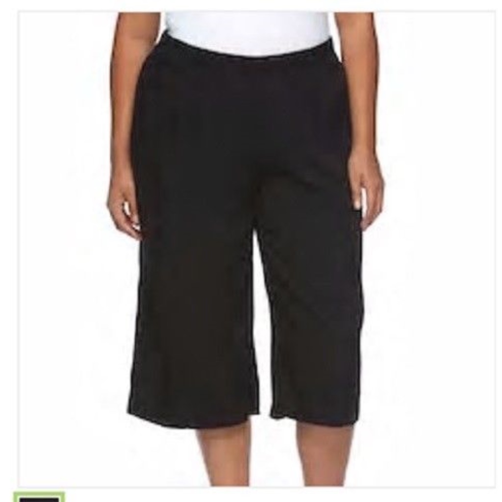 Apt. 9 Solid Soft Black Wide Leg Culottes 1x